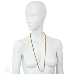 Pinchbeck long guard chain necklace