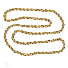 Pinchbeck long guard chain necklace