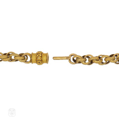 Pinchbeck long guard chain necklace