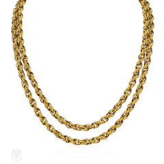 Pinchbeck long guard chain necklace