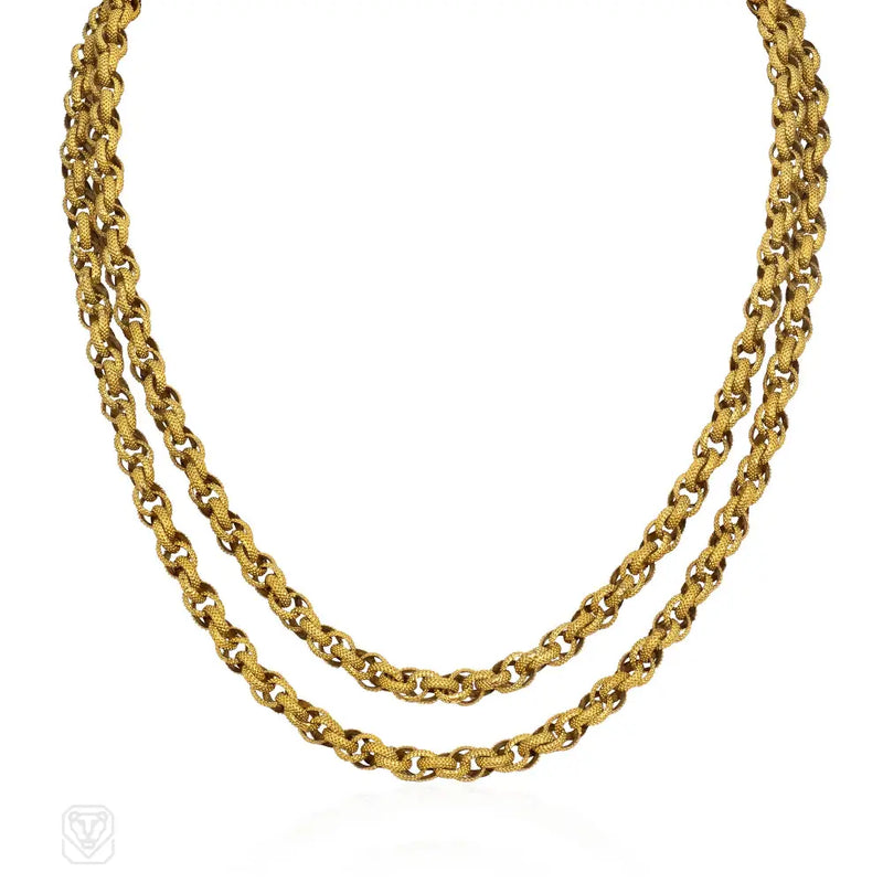 Pinchbeck long guard chain necklace