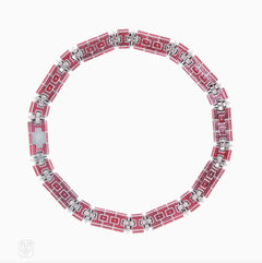 Pink baguette Swarovski crystal necklace