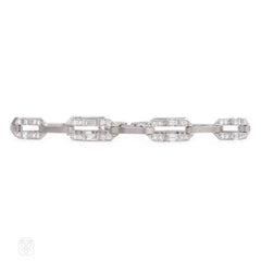 Platinum and diamond simple link bracelet