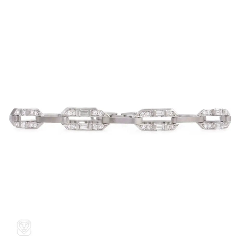 Platinum And Diamond Simple Link Bracelet