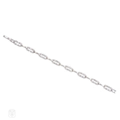 Platinum and diamond simple link bracelet