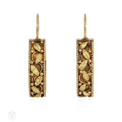 Portuguese gold cannetille hoop earrings