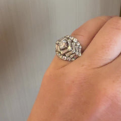 Oscar Heyman Mid-century stepped chevron diamond cocktail ring