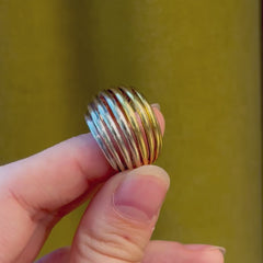 Italian two-color gold bombé wire work ring