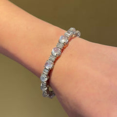 French Retro moonstone and diamond bracelet