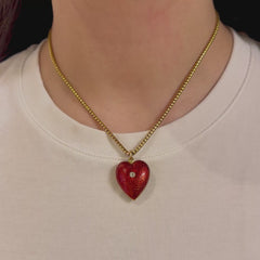 Antique enamel and diamond pendant