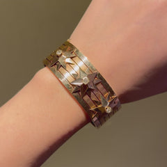 Antique French diamond and gold star bracelet