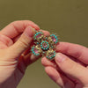 Antique cannetille work topaz and turquoise pendant