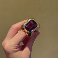 Cristofol Paris Art Moderne amethyst and gold cocktail ring