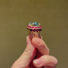 Mid-Century Marchak France aquamarine and ruby statement ring