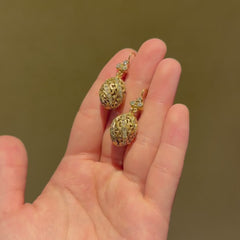 Antique gold and diamond bead earrings