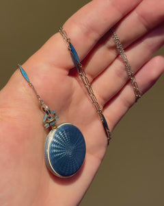 Tiffany & Co. blue enamel watch pendant necklace