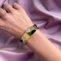 Italian onyx, diamond, and gold cuff bracelet
