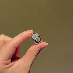 Art Deco two-stone enamel and diamond ring