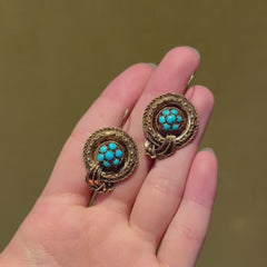 Victorian gold and turquoise bulla earrings