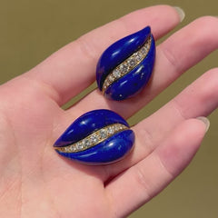 French lapis and diamond flame earrings
