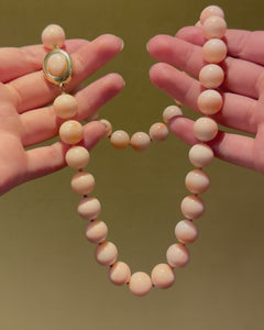 Angel skin coral bead and gold necklace
