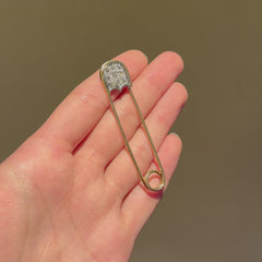 Japanese Gold and diamond safety pin brooch