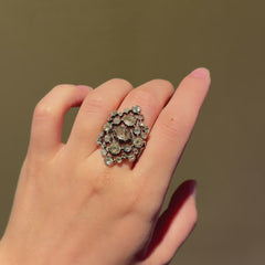 Antique rose-diamond plaque ring