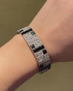 Art Deco geometric onyx and diamond bracelet