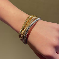 Set of three Italian gold bangle bracelets