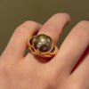 Retro gold domed ring with diamonds