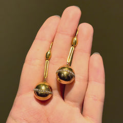 Antique pearl and gold ball pendant earrings