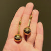 Antique pearl and gold ball pendant earrings