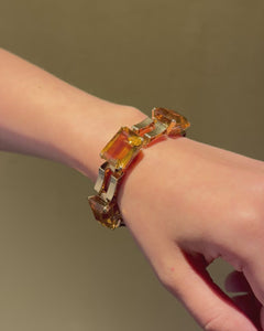 Retro gold and citrine tank bracelet