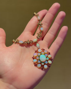 Antique English Renaissance Revival opal and enamel necklace