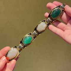 Sasportas, French Art Deco gold, chrysoprase, and chalcedony bracelet
