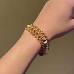 Mid-Century rose gold pyramidal link bracelet