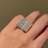 Retro gold and pavé diamond double plaque ring