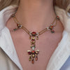 Antique foiled citrine and enamel pendant necklace