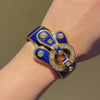 French Antique blue enamel and diamond buckle bracelet