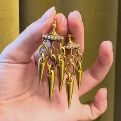 Antique French gold and pearl girandole earrings