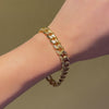 French Mid-Century gold, bevelled edge, curblink bracelet