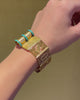 Convertible antique gold and turquoise "Souvenir" book-form bracelet and pendant