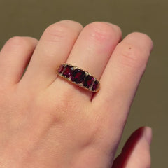 Antique garnet and diamond half-hoop ring