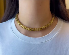 Antique gold star motif barrel chain necklace