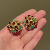 Mid-Century gold domed multi-gem earrings