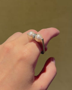 Cartier platinum, pearl and diamond spinner ring