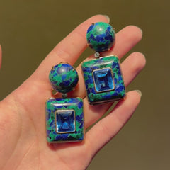Azurite pendant earrings