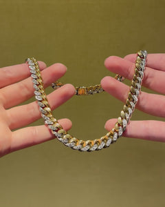 Tiffany & Co. two-color gold and diamond reversible curb link necklace