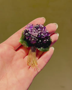 Retro Austrian violet posy brooch