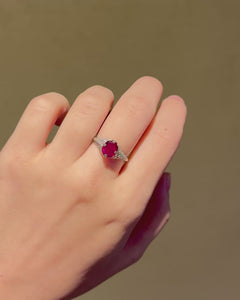 Edwardian style ruby ring in platinum